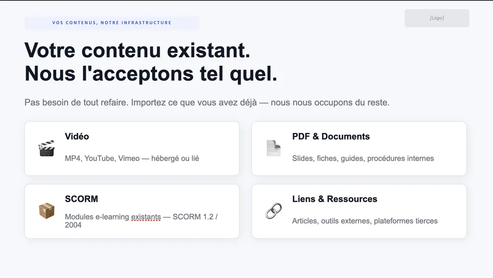 Slide 6 du deck — Votre contenu existant, accepté tel quel